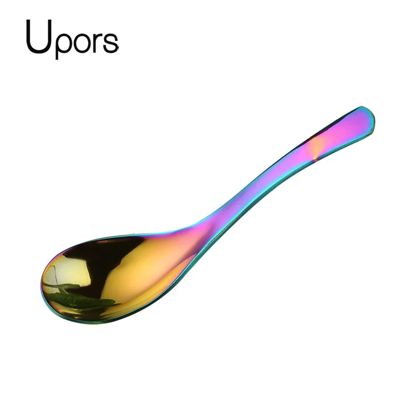 

UPORS High Quality Soup Spoon Stainless Steel Dinner Spoons Tea Milk Icecream Large Rice Serving Spoons Kitchen Utensils