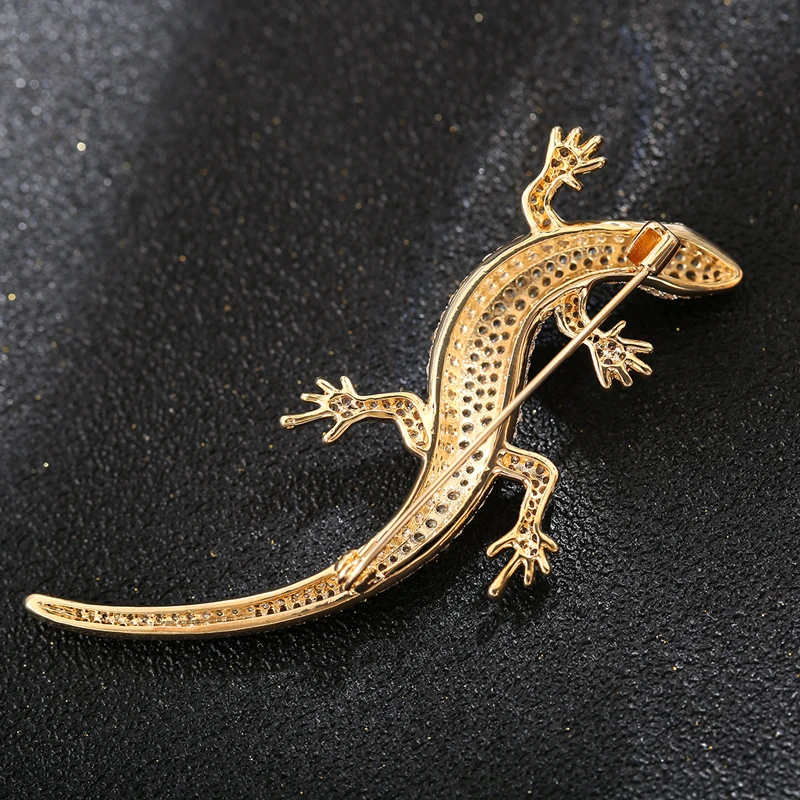 Vintage Salamander Lizard Geco Green Brooch Pin