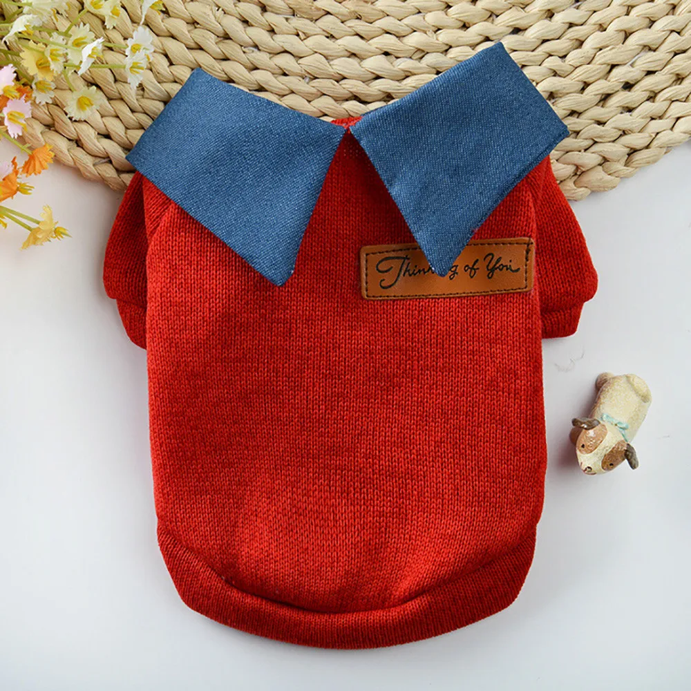 

Pet Dog Cat Letter Sweater knitted Costume Apparel Winter Warm Thanksgiving Dogs Coat Sweater Clothes for Small Dog Puppy #A