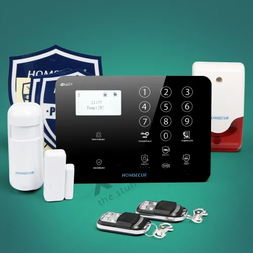 HOMSECUR Wireless&wired 4G/3G/GSM LCD Home House Alarm System+Temperature Sensor