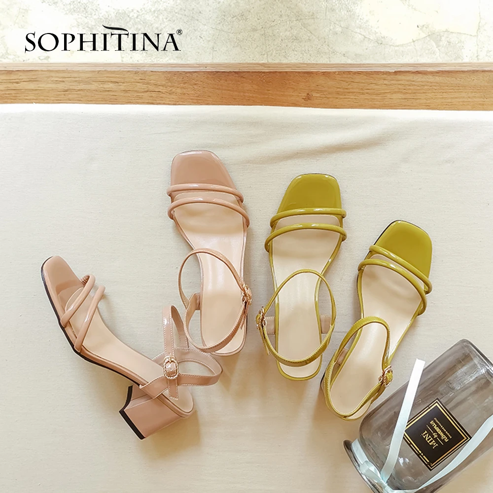 SOPHITINA/Модные женские сандалии однотонные с квадратным носком на квадратном