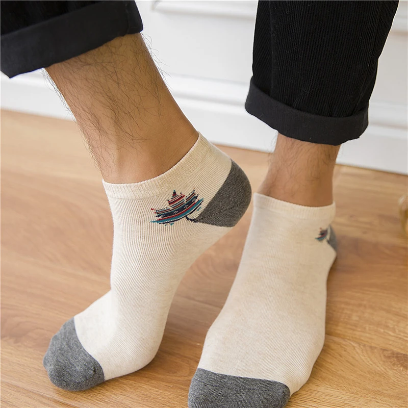 Morematch 5 пар мужские носки Алфавит N кленовый лист полосатые носки повседневные короткие носки 3 вида стилей на выбор