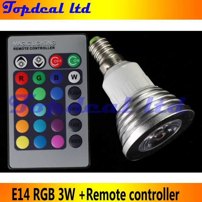 Magic Lighting 16 Colors change, E14 3W RGB LED Light Bulb + 24key