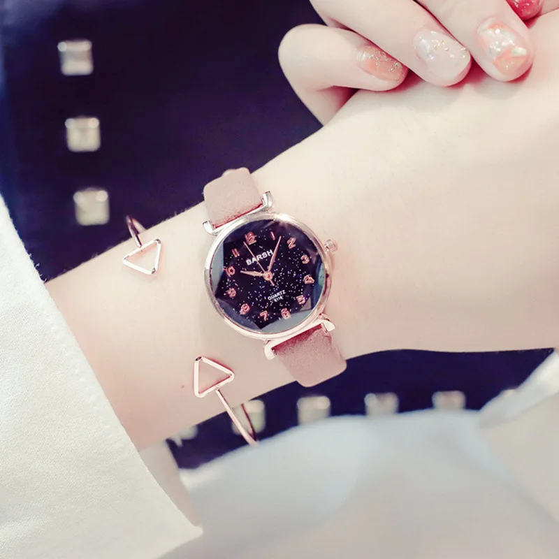 

ladies starry sky wrist watches luxury women quartz watch fashion dress leather waterproof female clock relogio feminino xfcs