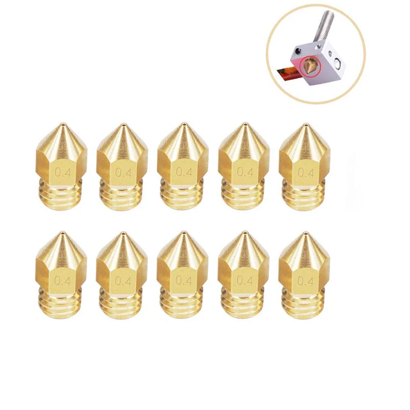 Mk8 Brass 3d printer nozzle 0.2/0.3/0.4/0.5/0.6/0.8/1.0 mm Copper Threaded Extruder Mk8 3d printer Parts 1.75/3mm