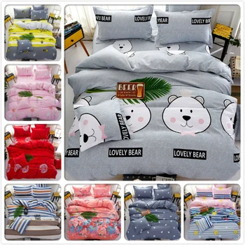 

Lovely Bear Cartoon Chilld Kids Bedlinens 3/4 Bedding Sets 1.5m 1.8m 2.0m Bedsheet King Queen Double Size Duvet Cover Bedclothes