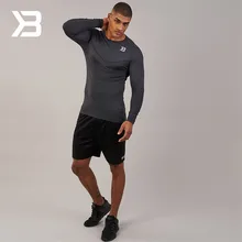 Мужские Спортивные Компрессионные колготки для бега, спортивные футболки для фитнеса, быстросохнущие топы для бега, футболки для тела