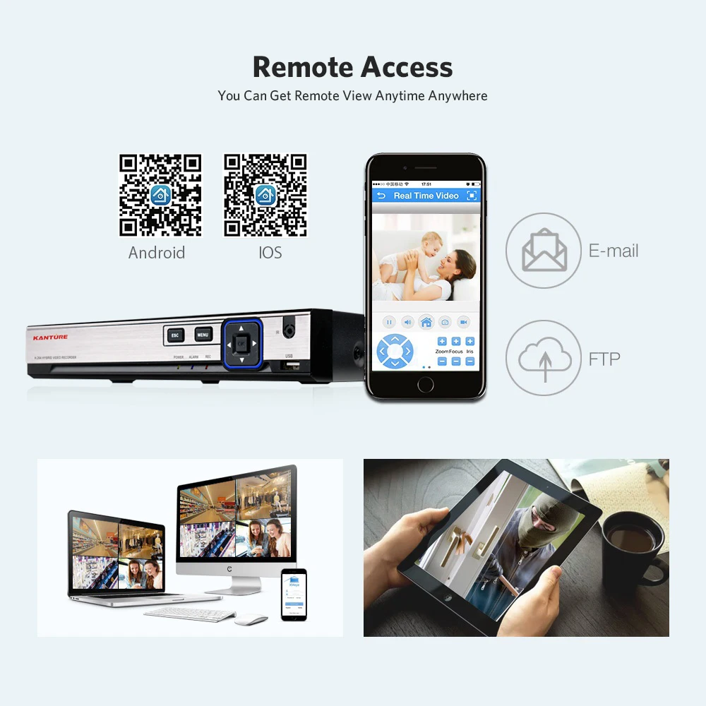 Камера видеонаблюдения KANTURE сетевая камера 6 в 1 16 каналов 1080P AHD DVR NVR TVI CVI 1080p onvif