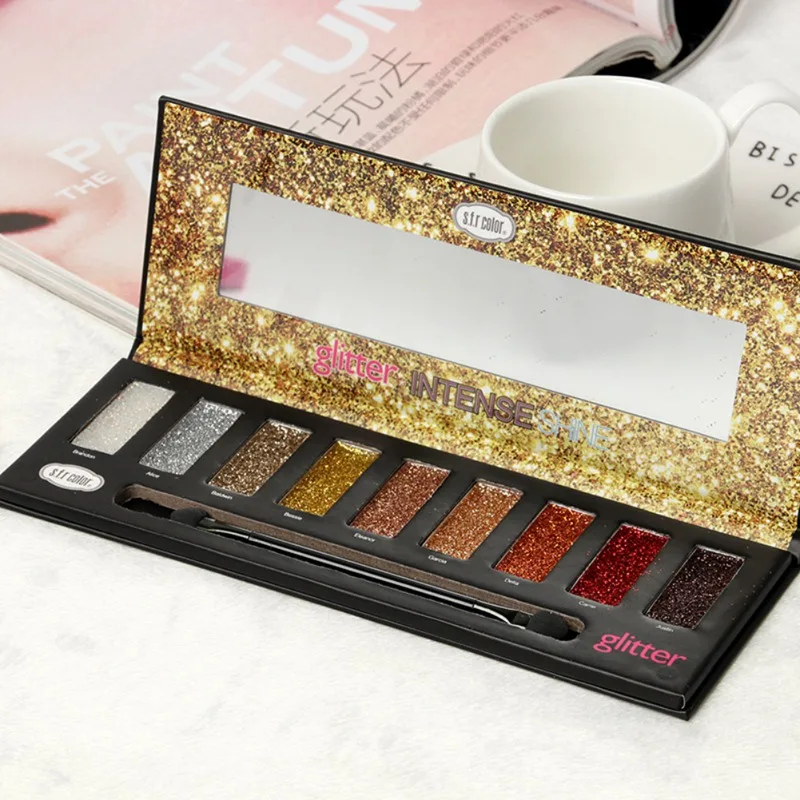 

9Color Diamond Sequins Highlight Eye Shadow Set Professional Pearl Matte Cosmetic Shimmer Eye Shadow Palette