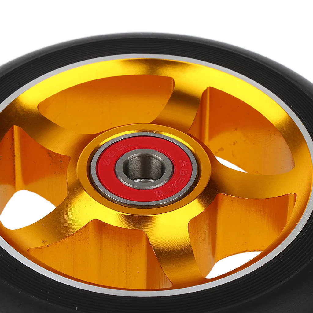 2pcs Replacement 100mm Push/Kick/Stunt Scooter Wheels with Bearings & Bushings