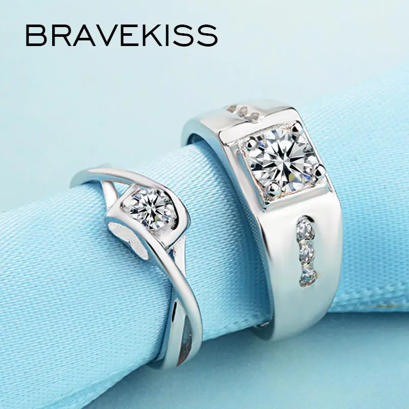 BRAVEKISS брендовые обручальные циркониевые мужские и женские кольца с изменяемым