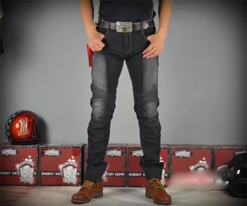 

Men's Motorcycle stylish Riding Mesh protection Denim Jeans Biker slim casual pants summer breathable pants