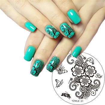 Hand-painted Butterfly Flower Original Designs Nail Art Stamp Stamping Plates Template Image Plate Stencil for Nails