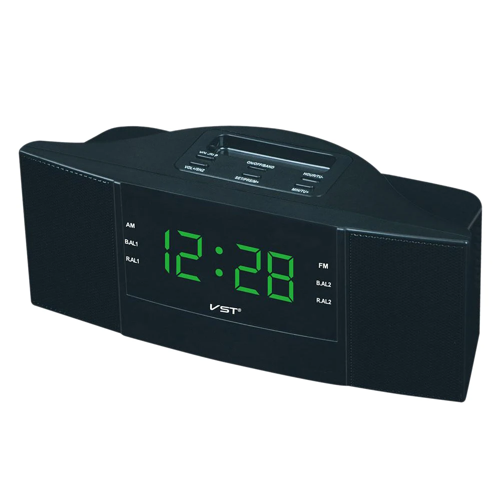 Vst-907 изысканный двухдиапазонный будильник часы для мониторинга сна Am/Fm радио со светодиодным дисплеем европейская вилка - Цвет: green light