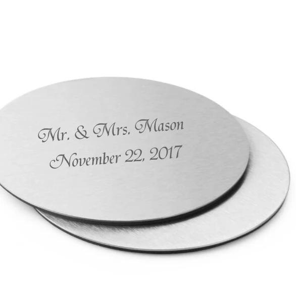 Free Logo Printing Stainless Steel Personalized Coaster Novelty wedding party favors guest gift