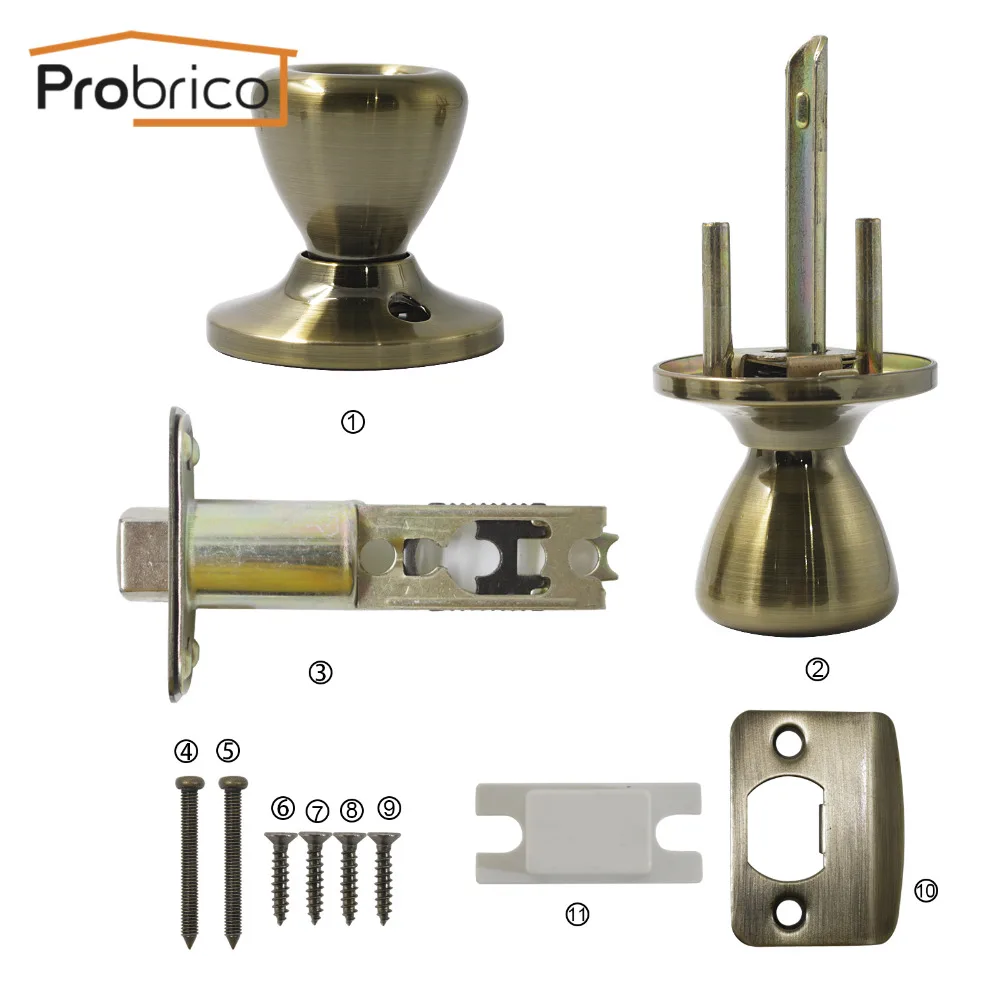 Probrico античные бронзовые дверные замки, межкомнатные дверные ручки для ванной комнаты, спальни, прачечной, детской комнаты, домашняя дверная фурнитура, принадлежности
