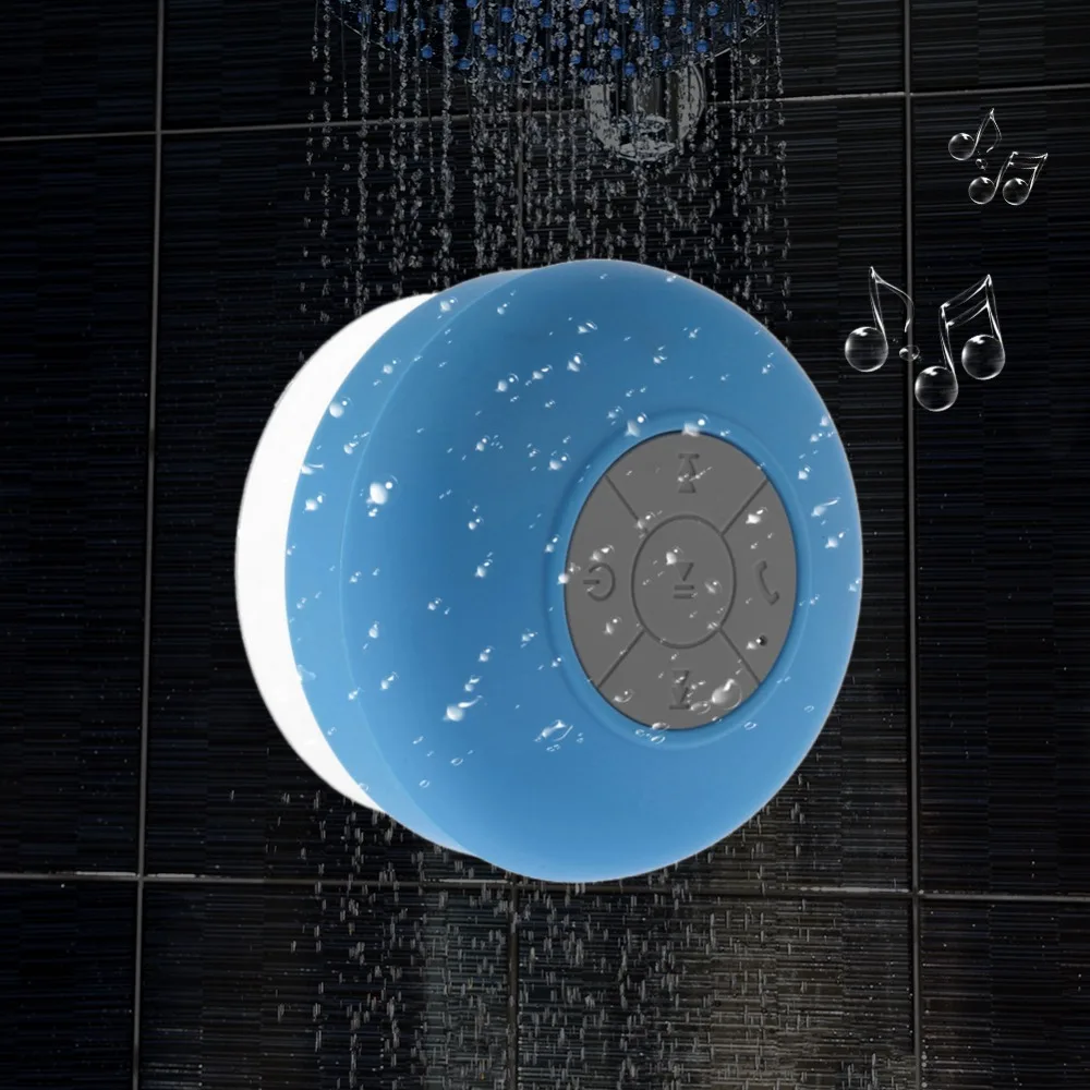 New Arrival Waterproof Silicone Hands-free Mic Suction Wireless Bluetooth MP3 Player Car Speaker Bathroom Shower column Speaker