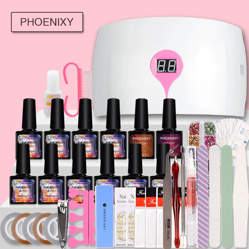 Маникюрный набор для ногтей 36 Вт сушилка с УФ-лампой набор для ногтей с сверлильной машиной для ногтей 4 шт. Гель-лак для ногтей замачиваемый набор инструментов для маникюра