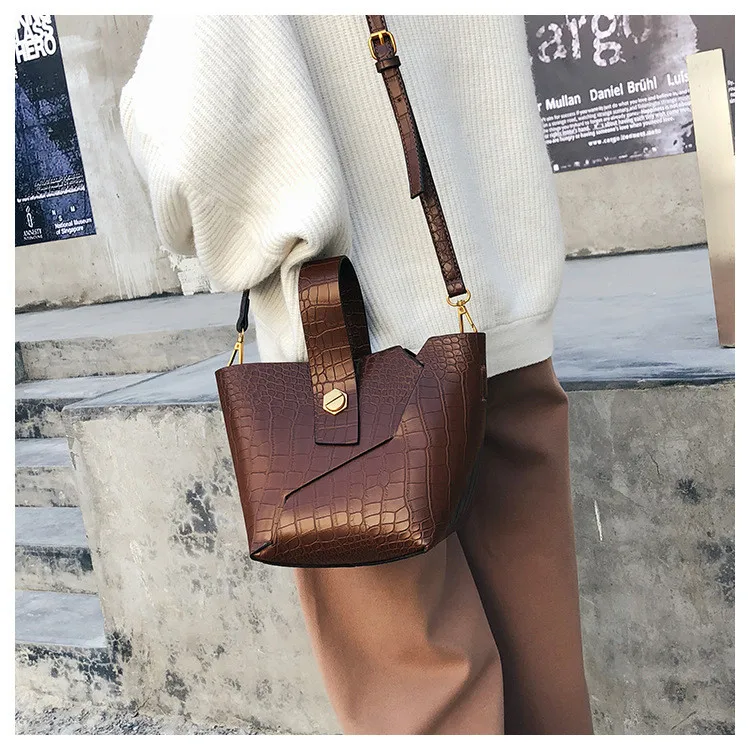 NIGEDU женская сумка через плечо от известного бренда из искусственной кожи, сумка-мешок на плечо для дам, сумка из крокодиловой кожи, дизайнерская маленькая сумка-кошелек