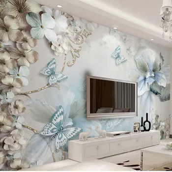

Flower Butterfly Wall Painting Home Hotel Decor Wall Papers 3D Living Room Bedroom Wall Mural Self Adhesive Vinyl/Silk Wallpaper