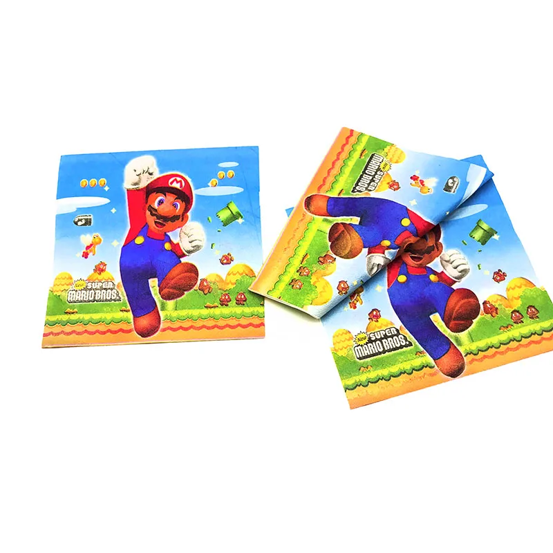 

20pcs/lot Mario disposable napkins paper napkins Super Mario theme birthday party supplies Mario Bros theme napkins