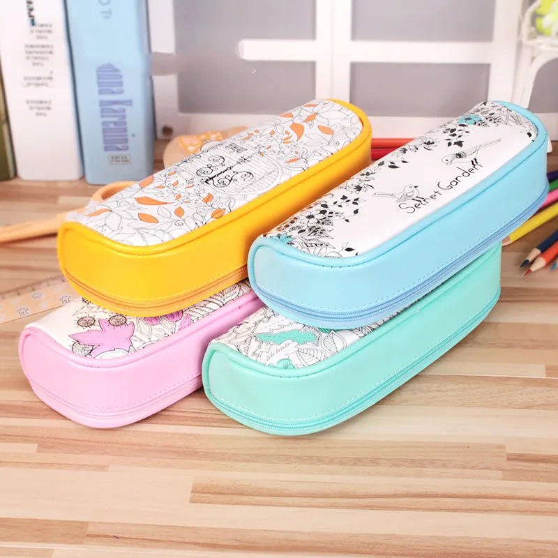 

Portable simple students stationery bag PVC fashion zipper storage bag
