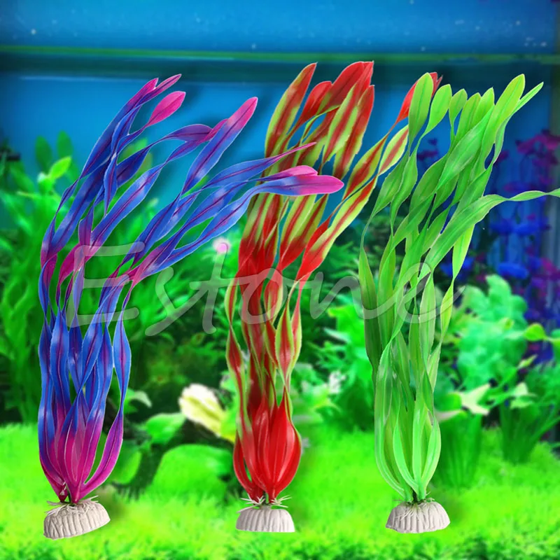 

Artificial Fish Tank Aquarium Simulated Long Leaf Green Water Plastic Plant Aquarium Decor