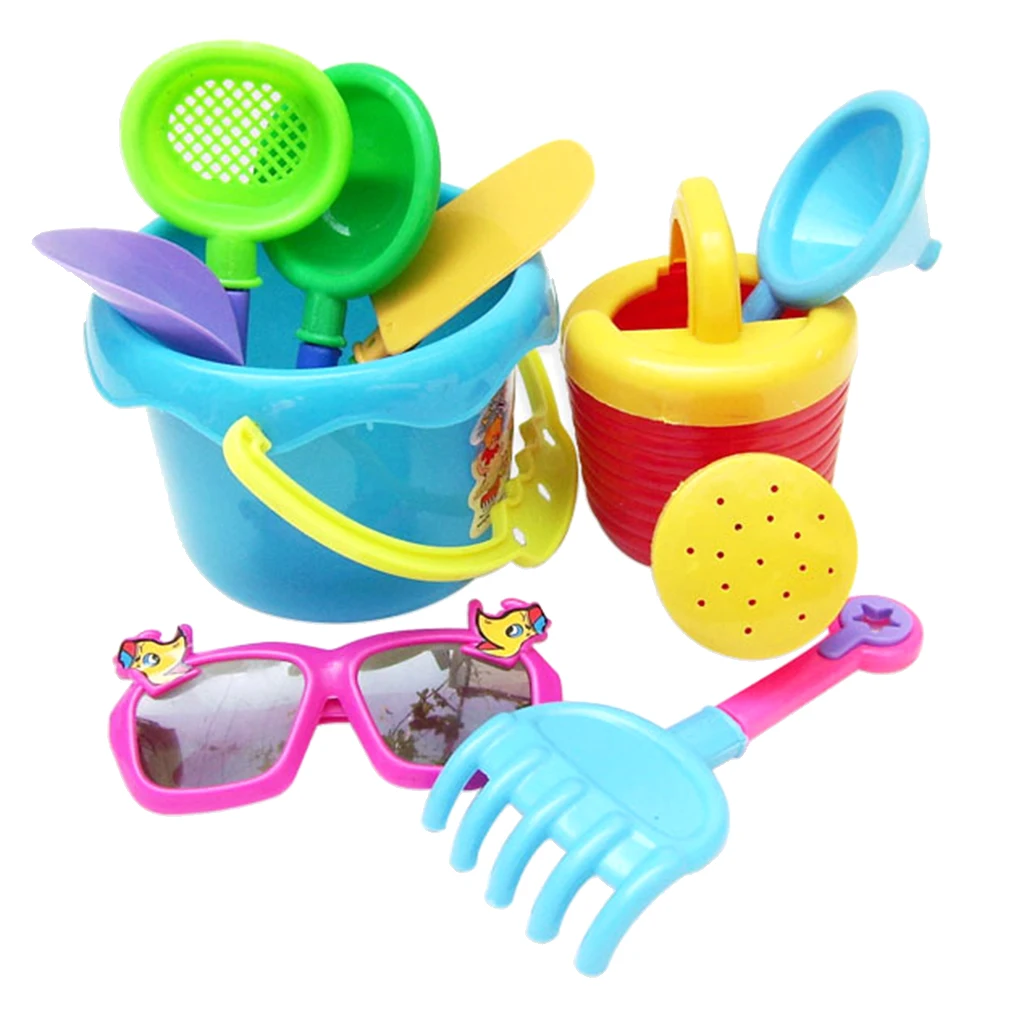 9pcs Kids Beach Sand Sandboxes Toys Set with Sand Tool Play Set, Shovels, Rakes, Bucket Sandboxes Outdoor Game Toys