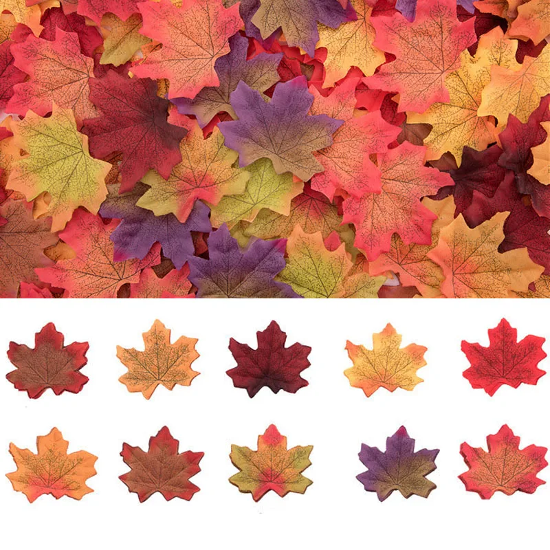 

Artificial Multicolor 50PCS/Lot Craft Vivid Fall Wedding Silk For Home Fake Flower Scrapbooking Maple Leaves Party Decoration