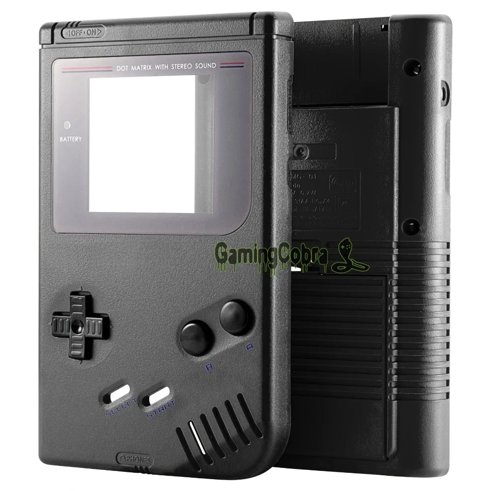 Black Solid Full Housing Shell Buttons with Screen Len for Nintendo DMG-01 Gameboy - GBF003