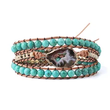 Natural Beaded Wrap Bracelet Female Handmade Boho Bracelet For Women Irregular Stripes Crystal Bead Leather Bracelet Natural Beaded Wrap Bracelet Female Handmade Boho Bracelet For Women Irregular Stripes Crystal Bead Leather Bracelet