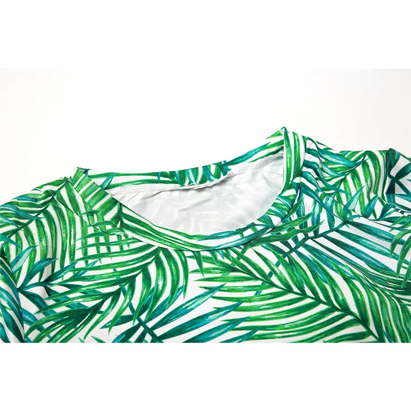 NASHAKAITE-Mother-daughter-dresses-Fashion-Green-Leaf-2Printed-Sundress-With-Headband-Mommy-and-me-clothes-Mom
