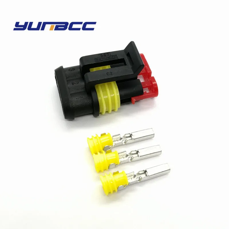 

5sets tyco 3pin automotive waterproof super sealed plug wiring harness connector 282087-1