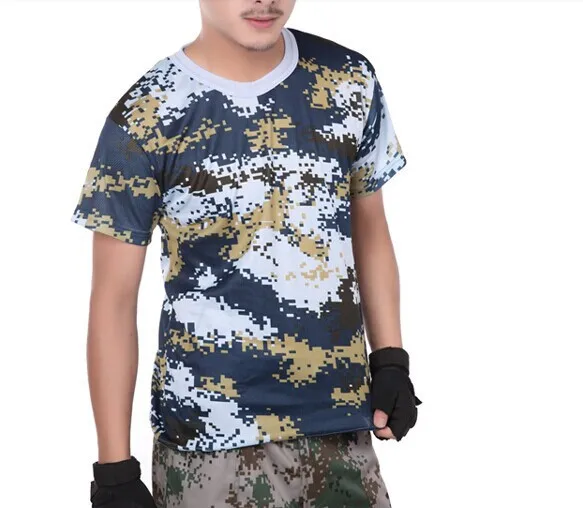 Морской камуфляж пустыня тренировочный джунгли Камуфляжный костюм в стиле милитари полевая тренировочная Мужская камуфляжная футболка с короткими рукавами S-4XL