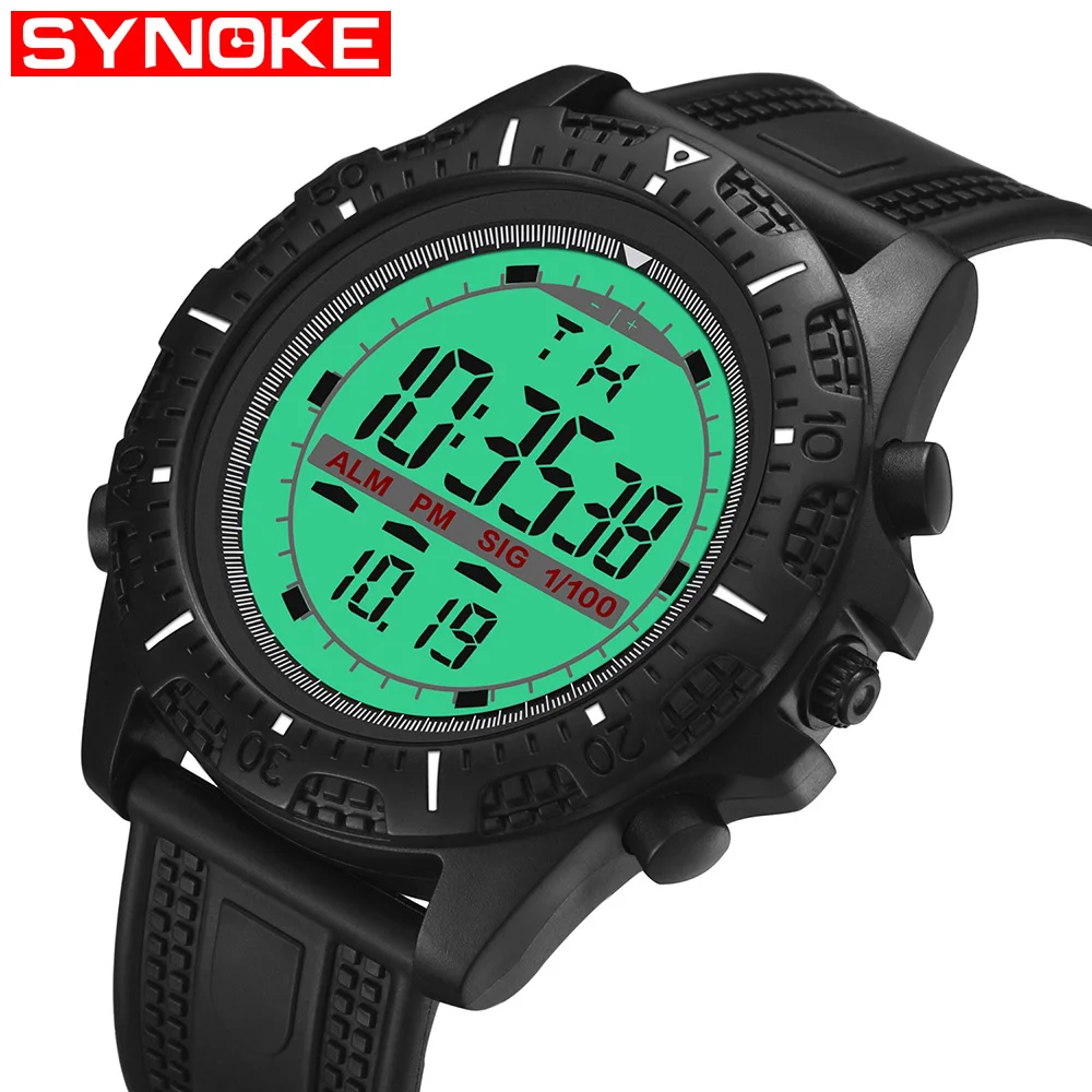 

SYNOKE Multifunction Electronic Men's Watch Fashion Shock Proof Timing Watch Large Screen Sports Alarm Clock Back Light Digital