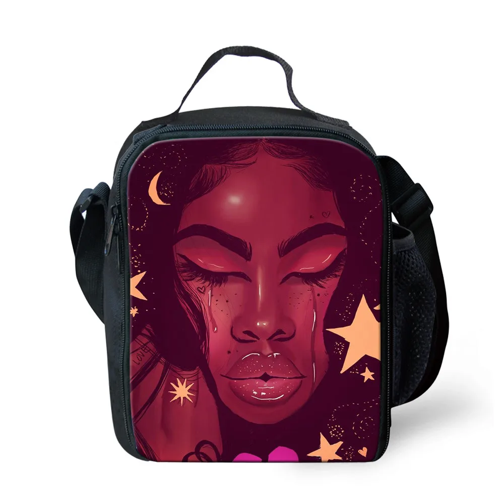 FORUDESIGNS/черные женские сумки для ланча в африканском стиле с принтом для девочек, Герметичная сумка для еды, Детская Термосумка для еды, Студенческая сумка - Цвет: YQ3721G