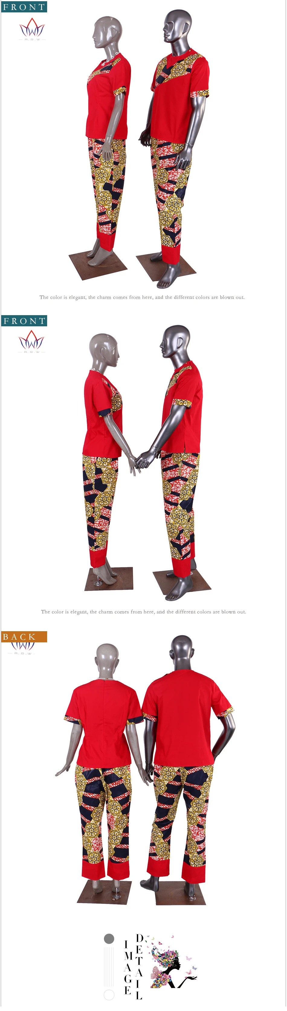 Осень 2018 г. Африканский Пара Одежда шт. 2 шт. любителей пары печати Дашики Базен Riche плюс размеры 6xl BRW WYQ123