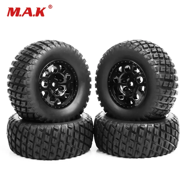 Special Offers 4Pcs RC 1:10 Short Course Truck Tires and Wheel 12mm Hex For TRAXXAS SlASH Car Rim Tires