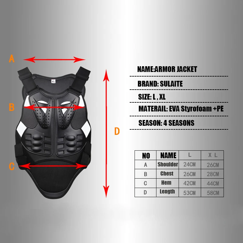 Motorcycles Chest Back Portection armor Turtle Moto Armour Vest Motorcycle Protective Gears Armour Jacket