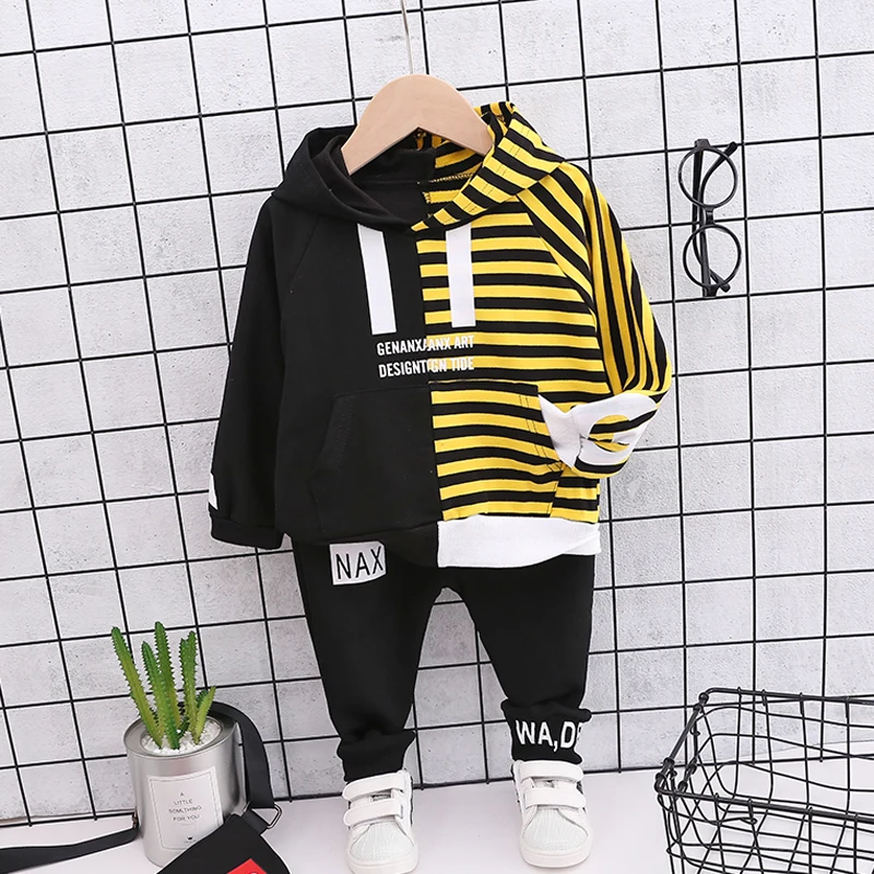

Baby Boy Girl Hooded Striped Clothes Set Casual Cotton Sports Suit For A Boy T-Shirt + Shorts Children's Clothing