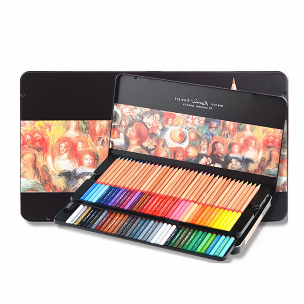 

Marco Renoir Color Pencil 24/36/48/72 Professional Drawing Colored pencils Metal box Color pencil Lapis de Cor School Supplies