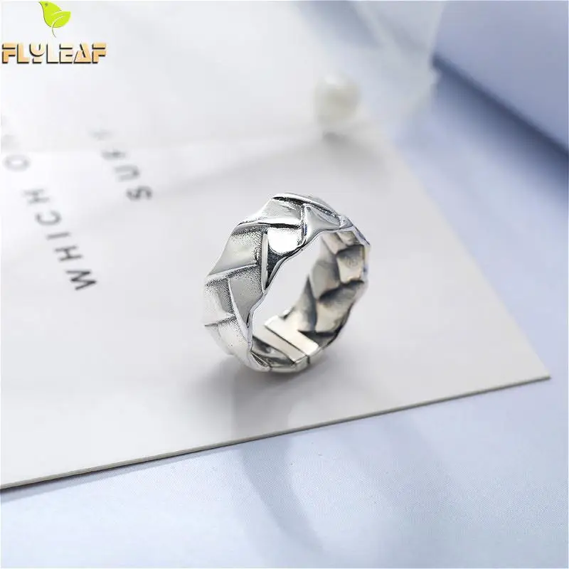 

Flyleaf Personality Cross Weaving Real 925 Sterling Silver Rings For Women High Quality Fine Jewelry Femme Open Ring Vintage