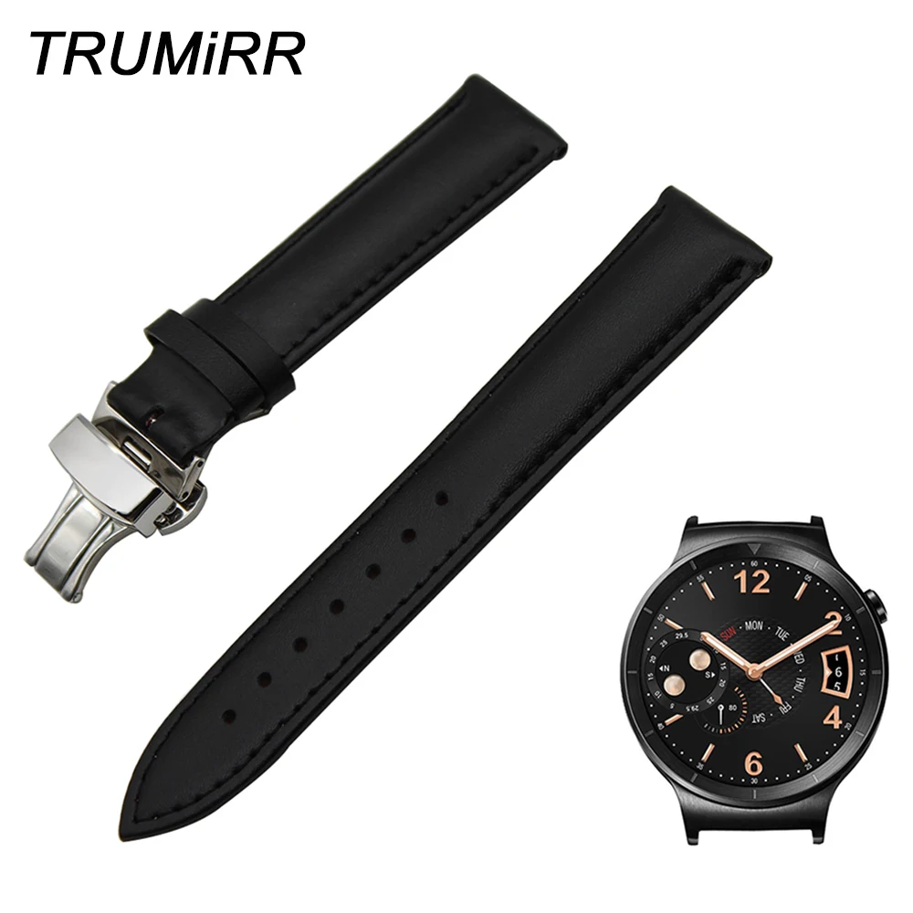 18mm Genuine Leather Band for Huawei Watch / Fit Honor S1 Asus ZenWatch 2 Women WI502Q Butterfly Clasp Strap Wrist Belt Bracelet | Наручные