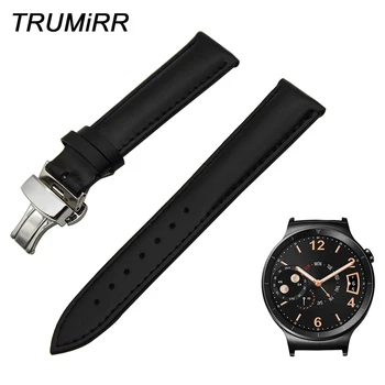 

18mm Genuine Leather Band for Huawei Watch / Fit Honor S1 Asus ZenWatch 2 Women WI502Q Butterfly Clasp Strap Wrist Belt Bracelet