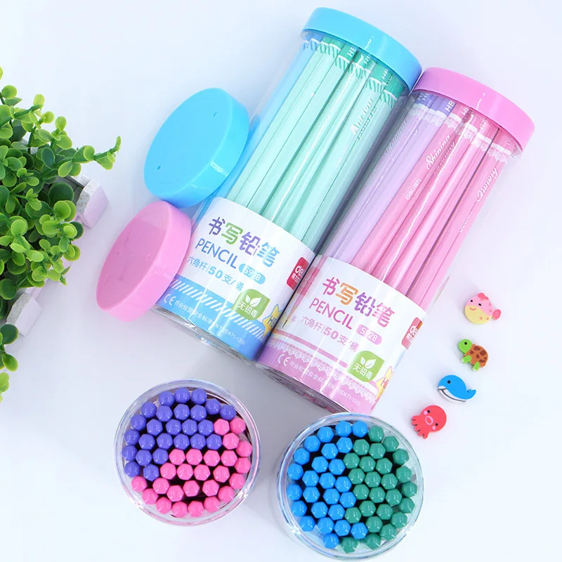 

50Pcs Pencil 2B/HB Pencil Set Stationery Items Writing Standard Pencils for School Basswood Office & School Supplies