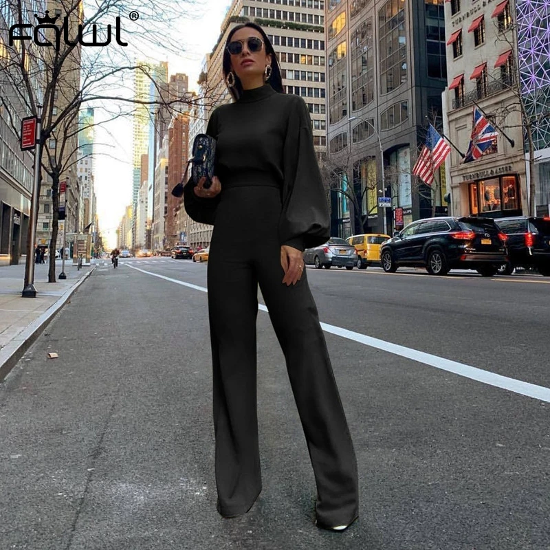 Casual Wide Leg Summer Bodycon Jumpsuit for Women - Overalls with Long Sleeve, White and Black Skinny Rompers - Female's Jumpsuit image 3