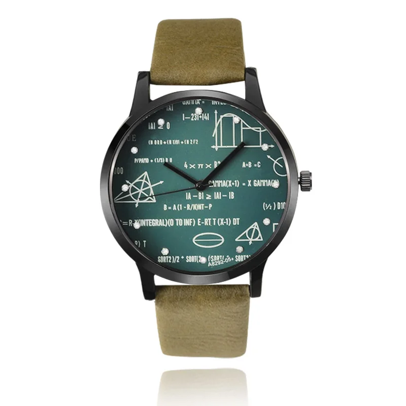 Miler, мужские часы, кожа, Relojes Hombre,, mathical Formula, принты, модные наручные часы, мужские повседневные, erkek kol saati - Цвет: green