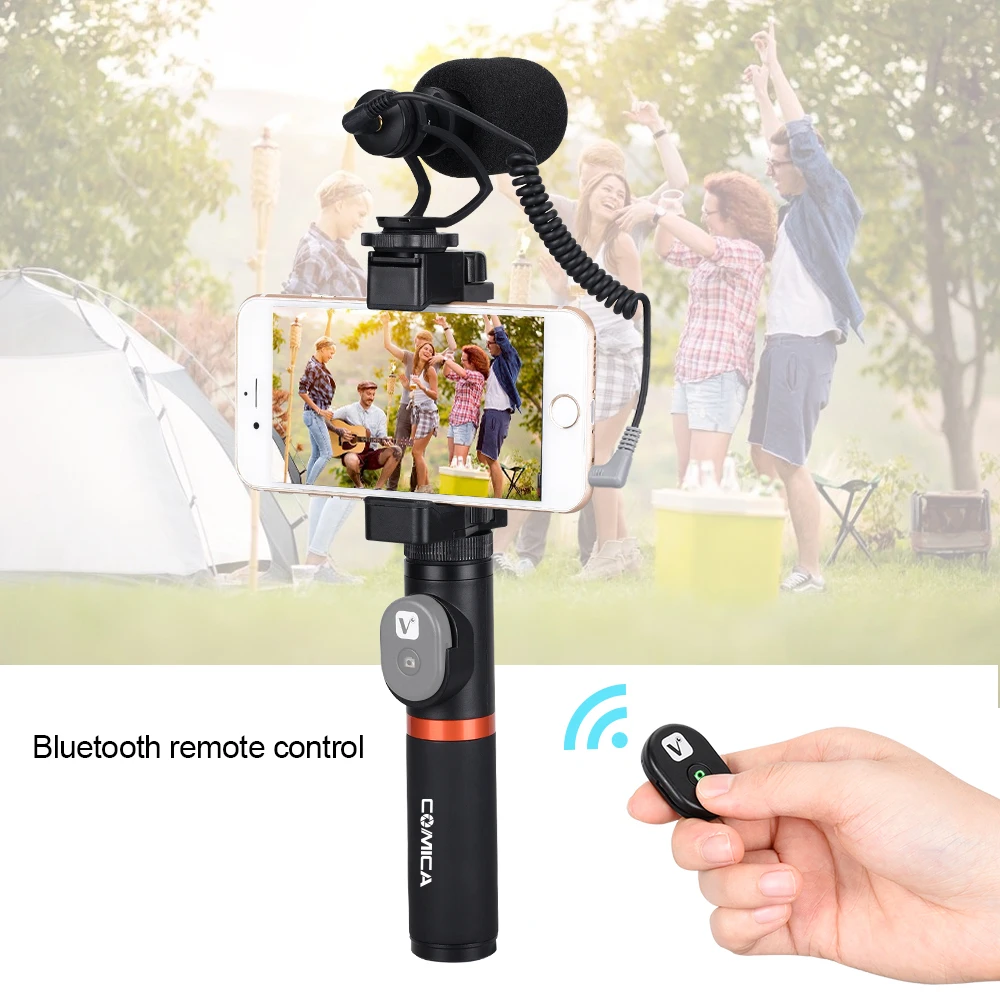 

COMICA Smartphone Video Microphone Kit Handle CVM-VM10-K3 Bluetooth Handle Microphone Recording for IPhone Vlog MIC Studio Black