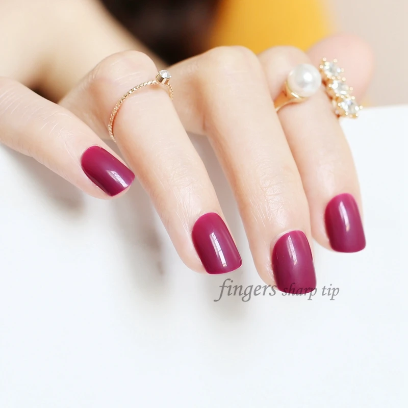 popular model solid color candy false nails short round head 24pcs Ms. required dark rose N369 | Красота и здоровье