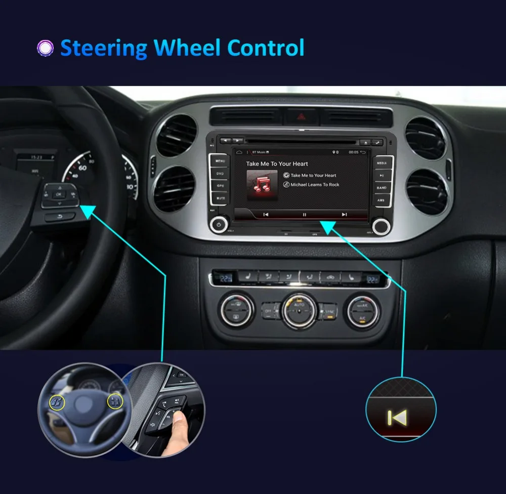 Perfect Quad core 2 Din Android 8.1 Car DVD radio GPS Navigation For Volkswagen GOLF 4 5 6 POLO PASSAT TIGUAN Wifi+Bluetooth+Radio+GPS 13